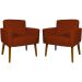 Kit 2 Poltronas Decorativas Reforçadas Para Sala Hope Suede Terracota Pé Castanho - Clique E Decore