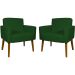 Kit 2 Poltronas Decorativas Reforçadas Para Sala Hope Suede Verde Pé Castanho - Clique E Decore