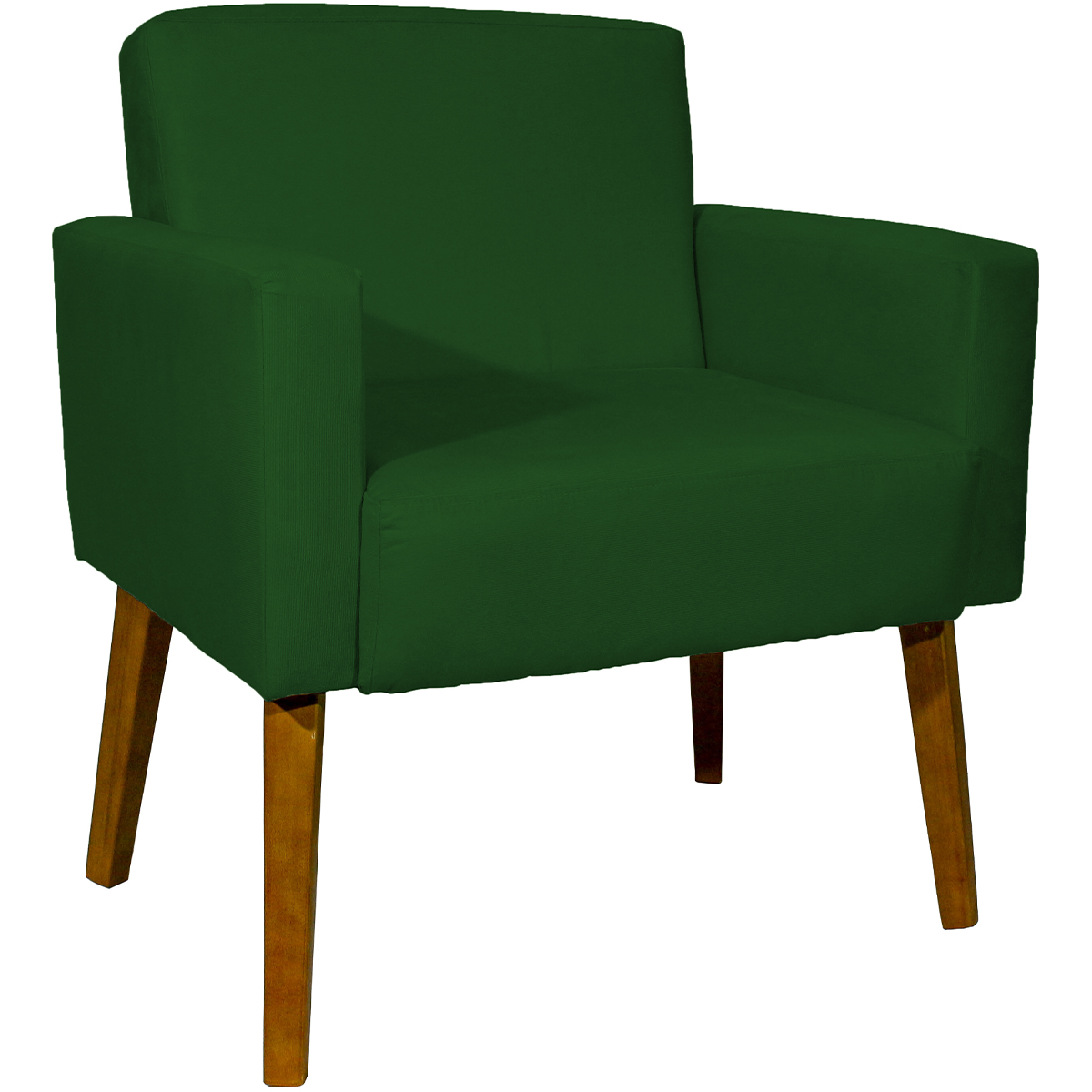 Kit 2 Poltronas Decorativas Reforçadas Para Sala Hope Suede Verde Pé Castanho - Clique E Decore