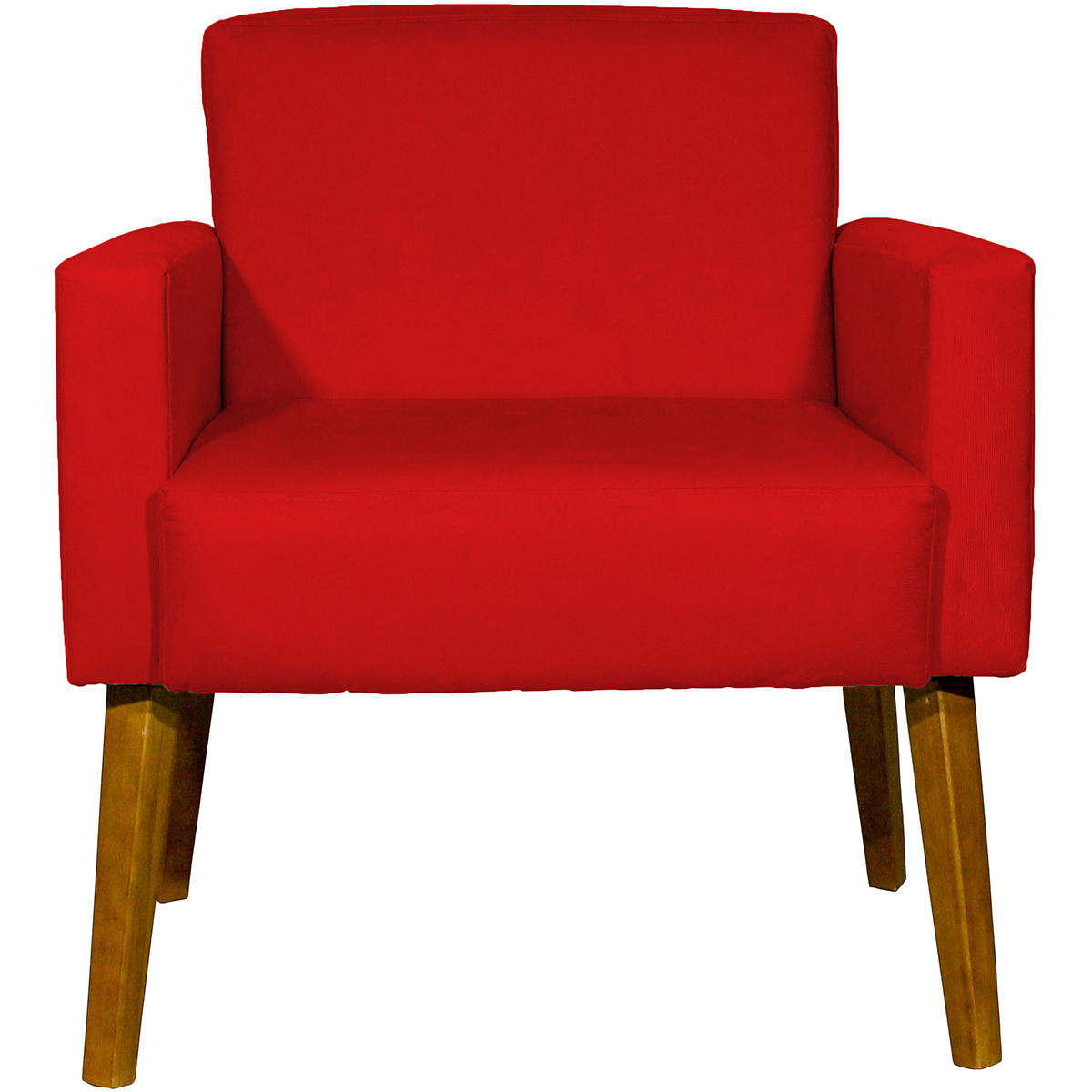 Kit 2 Poltronas Decorativas Reforçadas Para Sala Hope Suede Vermelho Pé Castanho - Clique E Decore