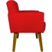 Kit 2 Poltronas Decorativas Reforçadas Para Sala Hope Suede Vermelho Pé Castanho - Clique E Decore