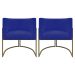 Kit 2 Poltronas Decorativas Reforçadas Para Sala Luna Escritório Consultório Recepção Corino Azul Royal Base de Ferro Champagne
