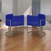Kit 2 Poltronas Decorativas Reforçadas Para Sala Luna Escritório Consultório Recepção Corino Azul Royal Base de Ferro Champagne