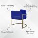 Kit 2 Poltronas Decorativas Reforçadas Para Sala Luna Escritório Consultório Recepção Corino Azul Royal Base de Ferro Champagne