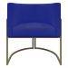 Kit 2 Poltronas Decorativas Reforçadas Para Sala Luna Escritório Consultório Recepção Corino Azul Royal Base de Ferro Champagne