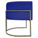 Kit 2 Poltronas Decorativas Reforçadas Para Sala Luna Escritório Consultório Recepção Corino Azul Royal Base de Ferro Champagne