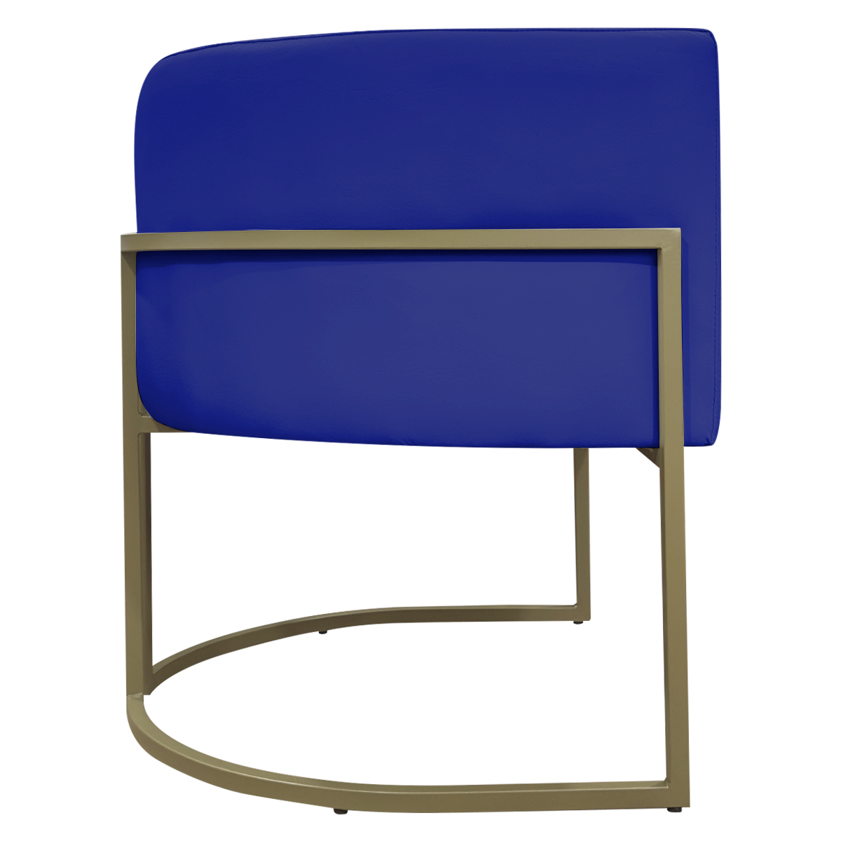 Kit 2 Poltronas Decorativas Reforçadas Para Sala Luna Escritório Consultório Recepção Corino Azul Royal Base de Ferro Champagne