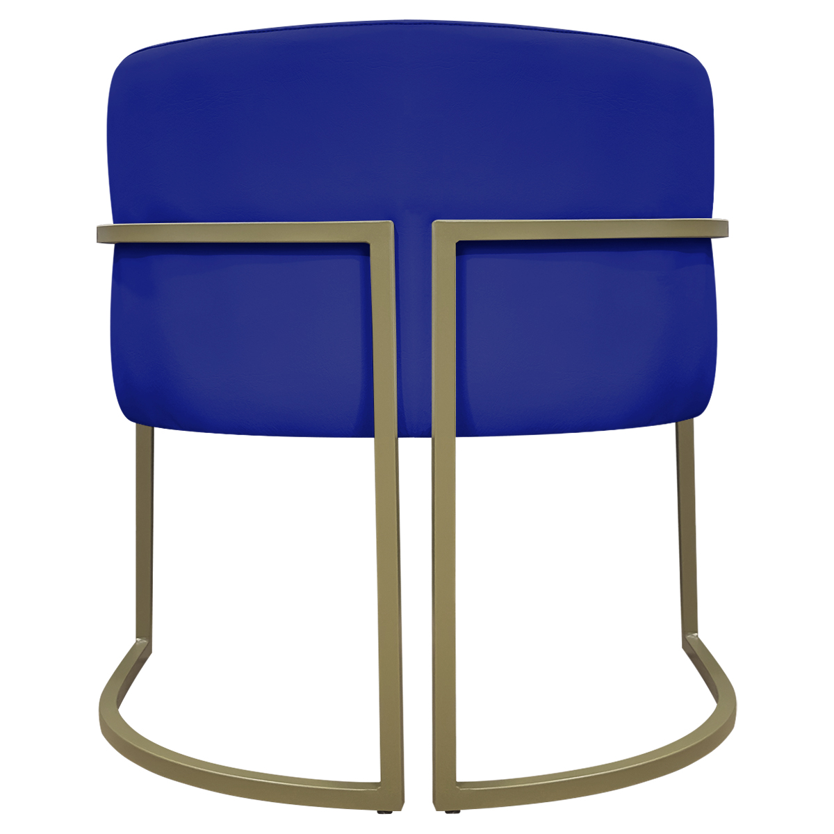 Kit 2 Poltronas Decorativas Reforçadas Para Sala Luna Escritório Consultório Recepção Corino Azul Royal Base de Ferro Champagne