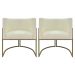 Kit 2 Poltronas Decorativas Reforçadas Para Sala Luna Escritório Consultório Recepção Corino Bege Base de Ferro Champagne