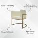 Kit 2 Poltronas Decorativas Reforçadas Para Sala Luna Escritório Consultório Recepção Corino Bege Base de Ferro Champagne