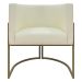 Kit 2 Poltronas Decorativas Reforçadas Para Sala Luna Escritório Consultório Recepção Corino Bege Base de Ferro Champagne