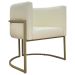 Kit 2 Poltronas Decorativas Reforçadas Para Sala Luna Escritório Consultório Recepção Corino Bege Base de Ferro Champagne