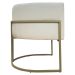 Kit 2 Poltronas Decorativas Reforçadas Para Sala Luna Escritório Consultório Recepção Corino Bege Base de Ferro Champagne