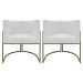 Kit 2 Poltronas Decorativas Reforçadas Para Sala Luna Escritório Consultório Recepção Corino Branco Base de Ferro Champagne