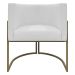 Kit 2 Poltronas Decorativas Reforçadas Para Sala Luna Escritório Consultório Recepção Corino Branco Base de Ferro Champagne
