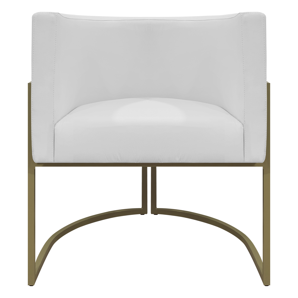 Kit 2 Poltronas Decorativas Reforçadas Para Sala Luna Escritório Consultório Recepção Corino Branco Base de Ferro Champagne