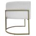 Kit 2 Poltronas Decorativas Reforçadas Para Sala Luna Escritório Consultório Recepção Corino Branco Base de Ferro Champagne