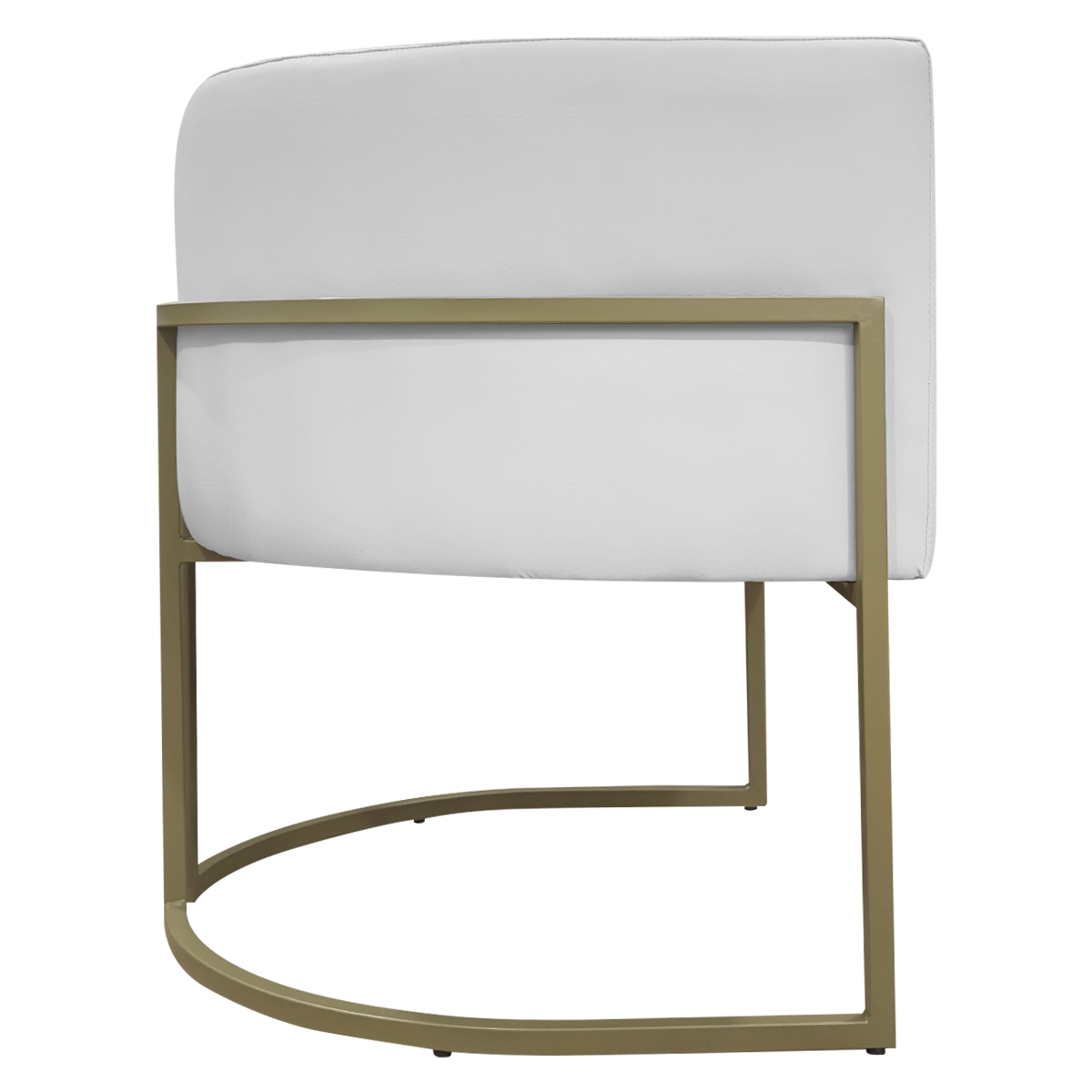 Kit 2 Poltronas Decorativas Reforçadas Para Sala Luna Escritório Consultório Recepção Corino Branco Base de Ferro Champagne