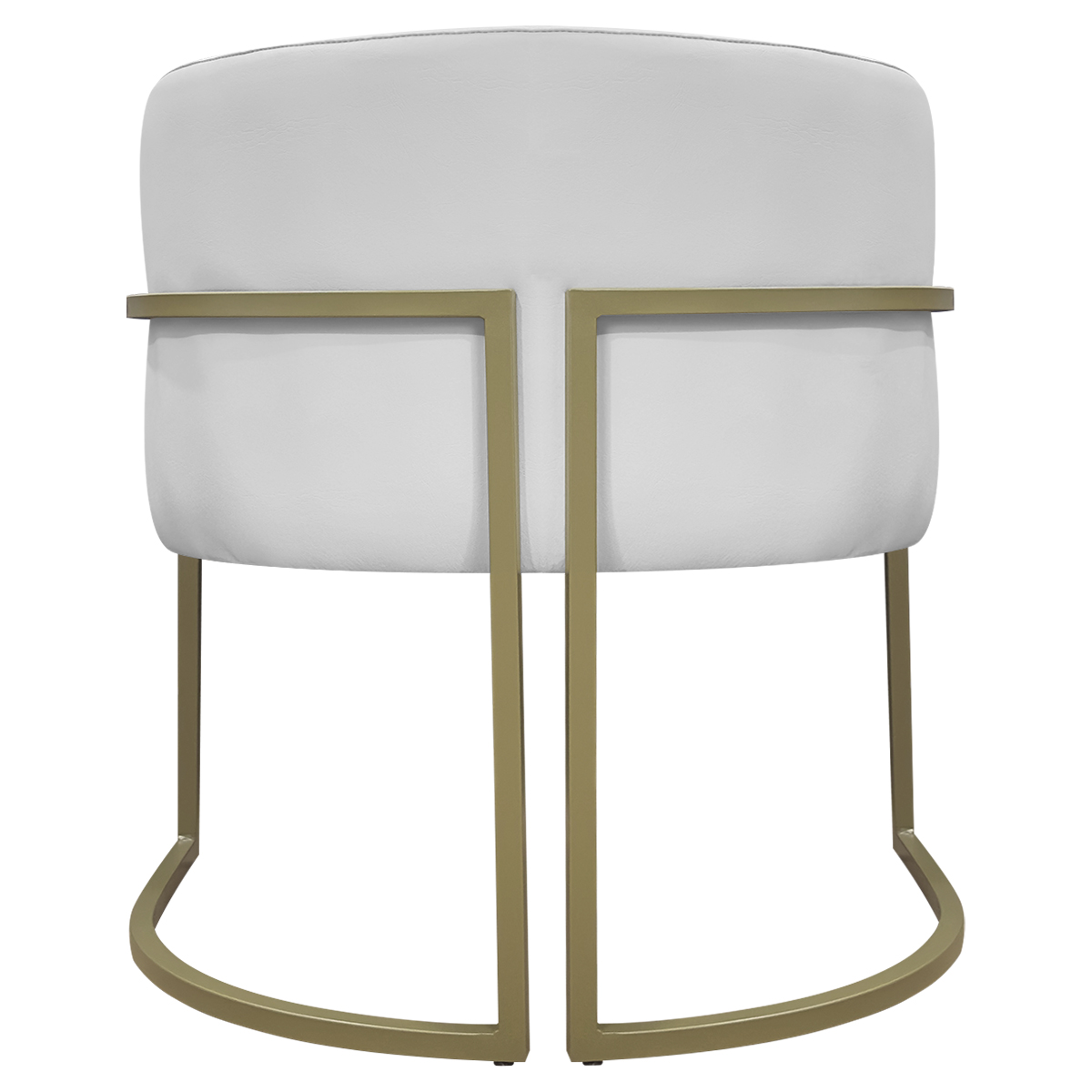 Kit 2 Poltronas Decorativas Reforçadas Para Sala Luna Escritório Consultório Recepção Corino Branco Base de Ferro Champagne