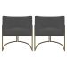 Kit 2 Poltronas Decorativas Reforçadas Para Sala Luna Escritório Consultório Recepção Corino Cinza Base de Ferro Champagne