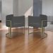 Kit 2 Poltronas Decorativas Reforçadas Para Sala Luna Escritório Consultório Recepção Corino Cinza Base de Ferro Champagne