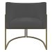 Kit 2 Poltronas Decorativas Reforçadas Para Sala Luna Escritório Consultório Recepção Corino Cinza Base de Ferro Champagne