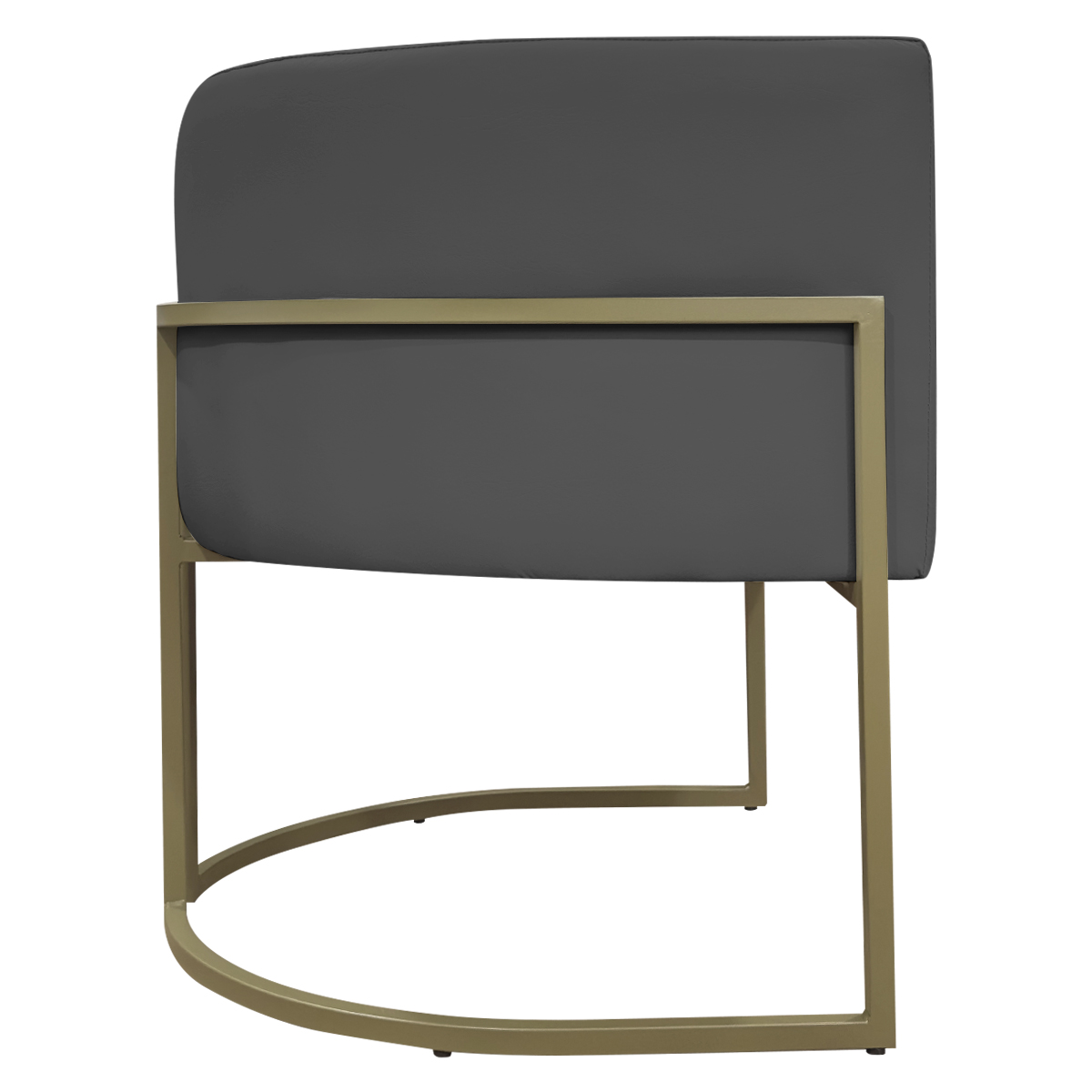 Kit 2 Poltronas Decorativas Reforçadas Para Sala Luna Escritório Consultório Recepção Corino Cinza Base de Ferro Champagne
