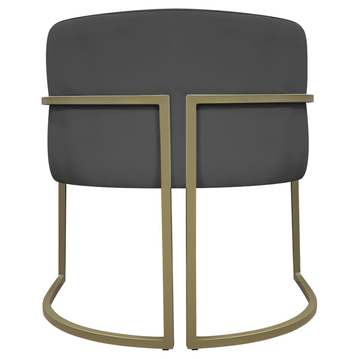 Kit 2 Poltronas Decorativas Reforçadas Para Sala Luna Escritório Consultório Recepção Corino Cinza Base de Ferro Champagne