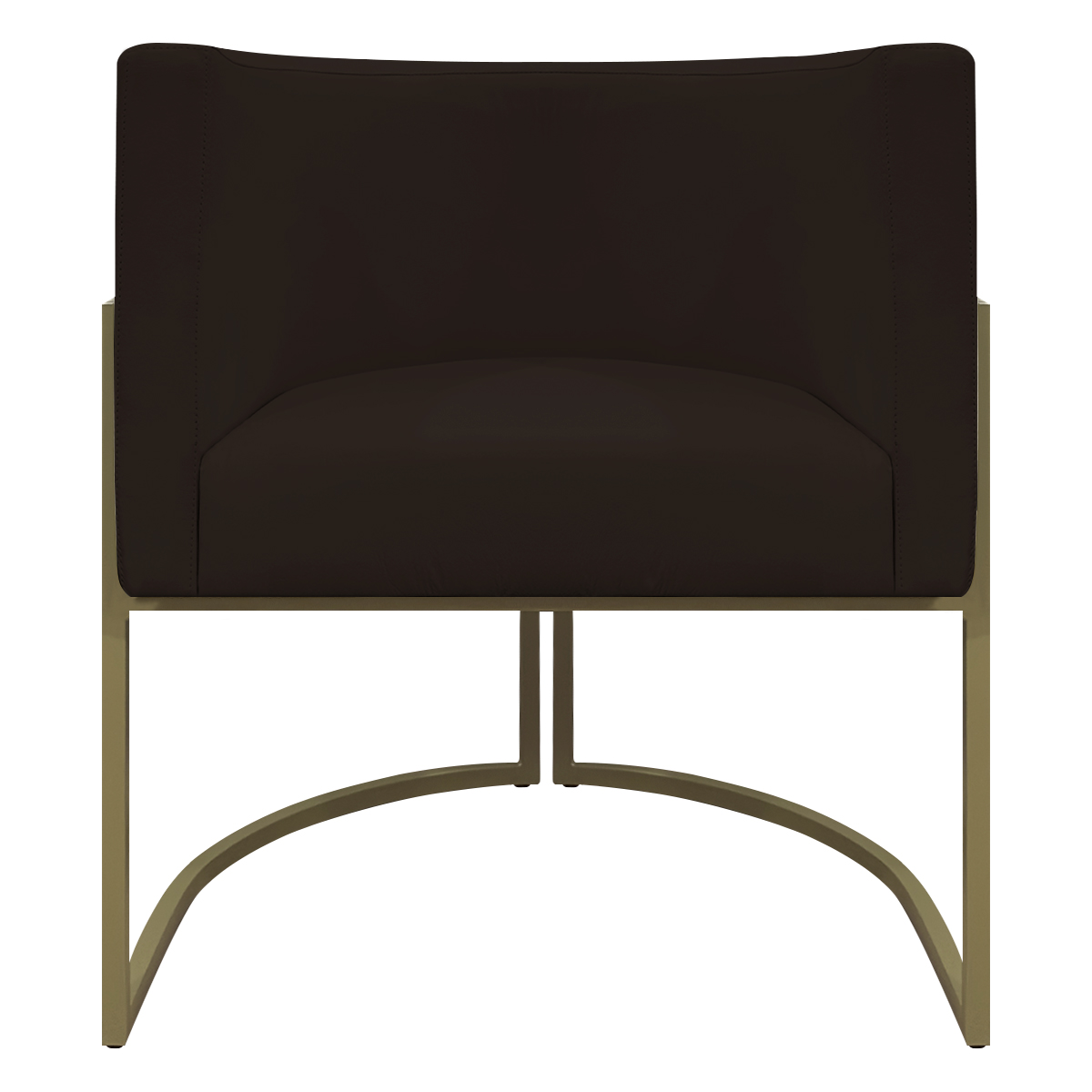 Kit 2 Poltronas Decorativas Reforçadas Para Sala Luna Escritório Consultório Recepção Corino Marrom Base de Ferro Champagne