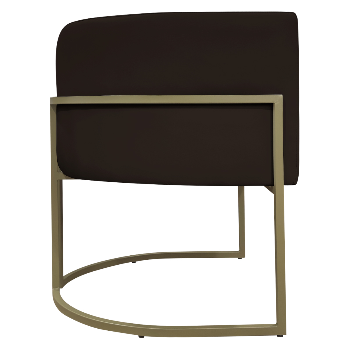Kit 2 Poltronas Decorativas Reforçadas Para Sala Luna Escritório Consultório Recepção Corino Marrom Base de Ferro Champagne