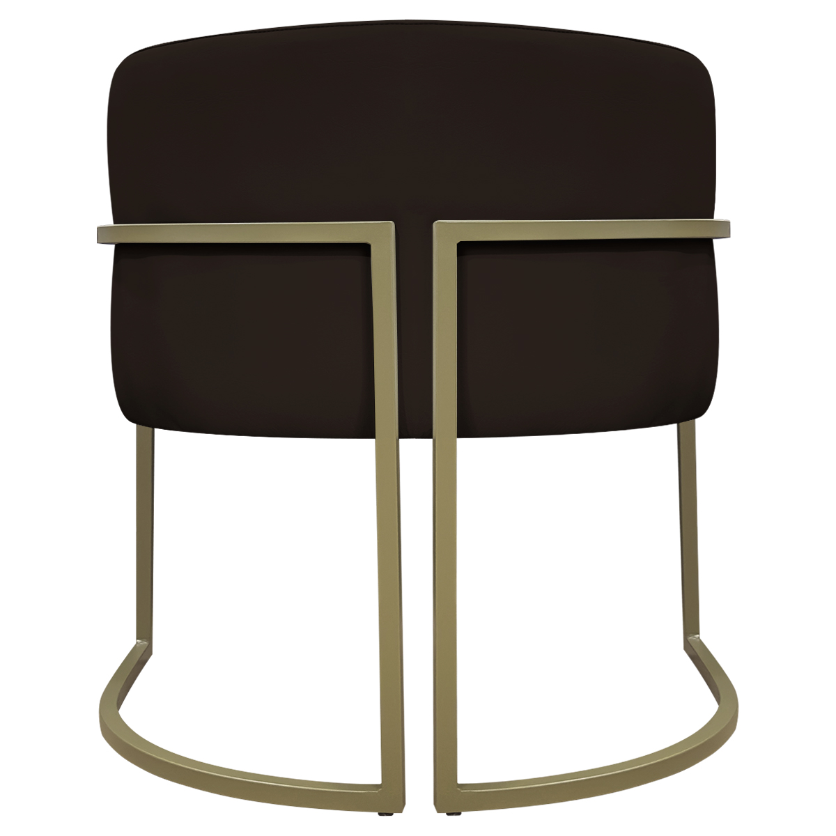 Kit 2 Poltronas Decorativas Reforçadas Para Sala Luna Escritório Consultório Recepção Corino Marrom Base de Ferro Champagne