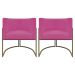 Kit 2 Poltronas Decorativas Reforçadas Para Sala Luna Escritório Consultório Recepção Corino Pink Base de Ferro Champagne