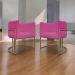 Kit 2 Poltronas Decorativas Reforçadas Para Sala Luna Escritório Consultório Recepção Corino Pink Base de Ferro Champagne