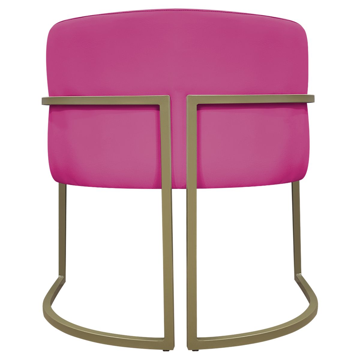 Kit 2 Poltronas Decorativas Reforçadas Para Sala Luna Escritório Consultório Recepção Corino Pink Base de Ferro Champagne