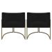 Kit 2 Poltronas Decorativas Reforçadas Para Sala Luna Escritório Consultório Recepção Corino Preto Base de Ferro Champagne