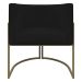 Kit 2 Poltronas Decorativas Reforçadas Para Sala Luna Escritório Consultório Recepção Corino Preto Base de Ferro Champagne