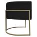 Kit 2 Poltronas Decorativas Reforçadas Para Sala Luna Escritório Consultório Recepção Corino Preto Base de Ferro Champagne