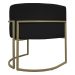 Kit 2 Poltronas Decorativas Reforçadas Para Sala Luna Escritório Consultório Recepção Corino Preto Base de Ferro Champagne