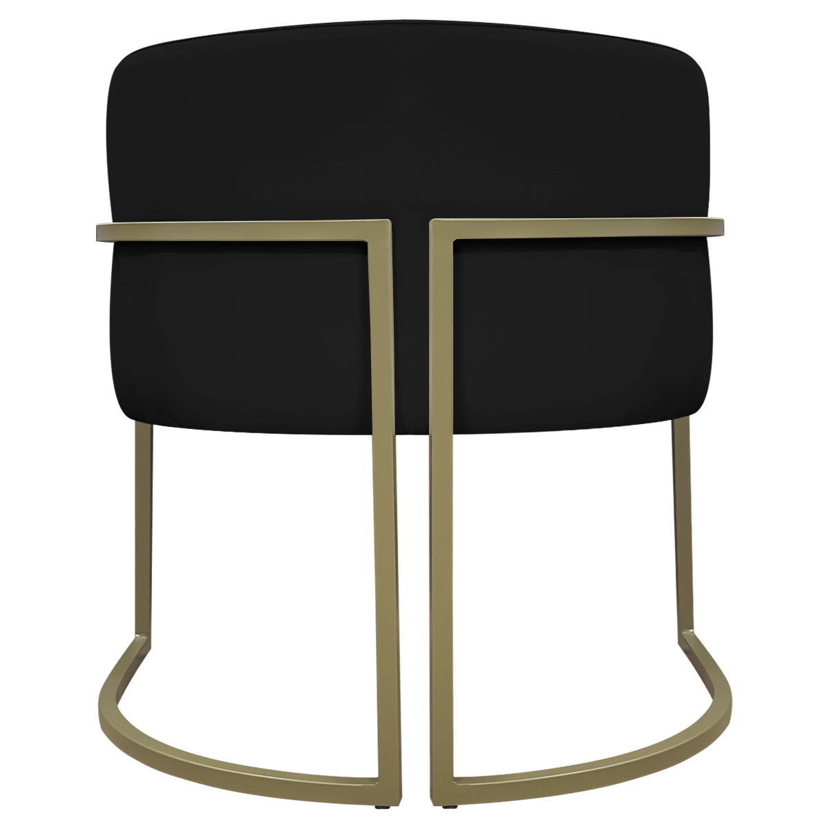 Kit 2 Poltronas Decorativas Reforçadas Para Sala Luna Escritório Consultório Recepção Corino Preto Base de Ferro Champagne