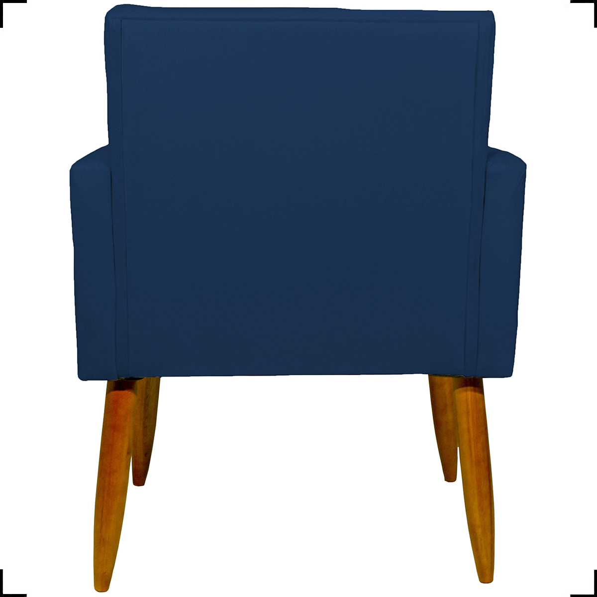 Kit 2 Poltronas Decorativas Reforçadas Para Sala Nina + 2 Puff Redondos Suede Azul Marinho Pé Castanho - Clique E Decore
