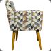 Kit 2 Poltronas Decorativas Reforçadas Para Sala Nina Estampa Triângulo Bege Pé Castanho - Clique E Decore