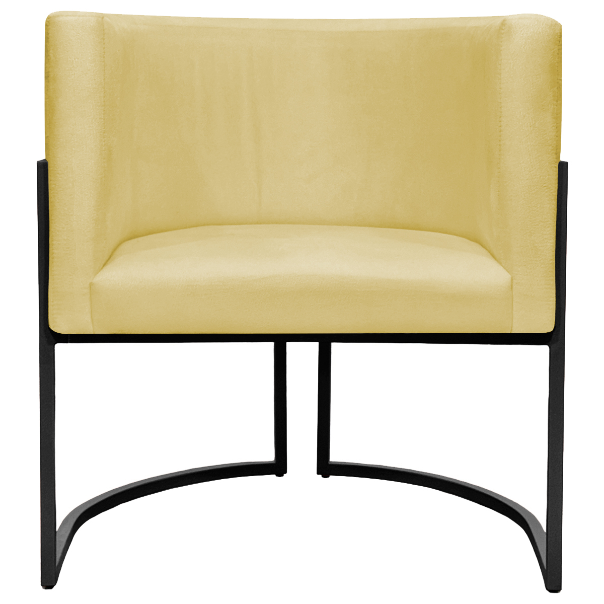 Kit 2 Poltronas Luna Suede AMARELO Base de Ferro PRETA