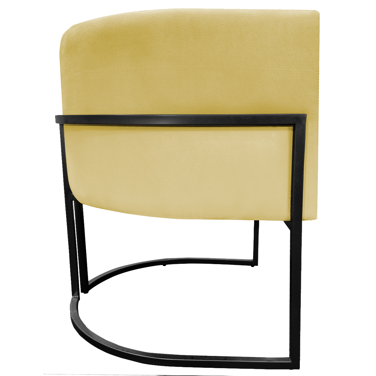 Kit 2 Poltronas Luna Suede AMARELO Base de Ferro PRETA