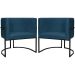 Kit 2 Poltronas Luna Suede AZUL MARINHO Base de Ferro PRETA