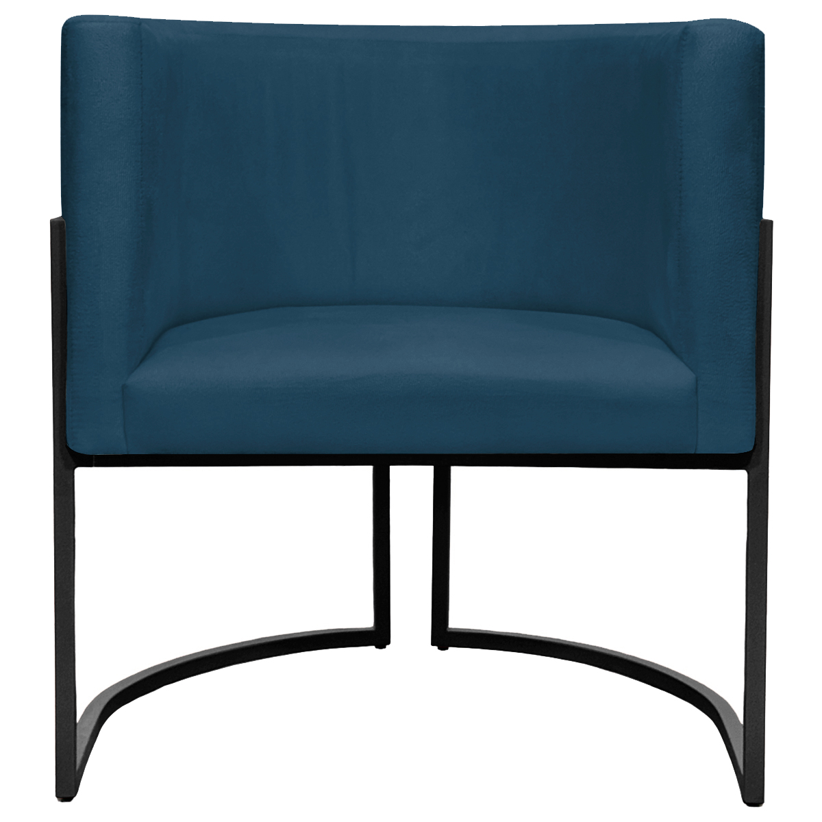 Kit 2 Poltronas Luna Suede AZUL MARINHO Base de Ferro PRETA