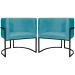Kit 2 Poltronas Luna Suede AZUL TURQUESA Base de Ferro PRETA