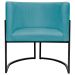 Kit 2 Poltronas Luna Suede AZUL TURQUESA Base de Ferro PRETA