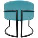 Kit 2 Poltronas Luna Suede AZUL TURQUESA Base de Ferro PRETA