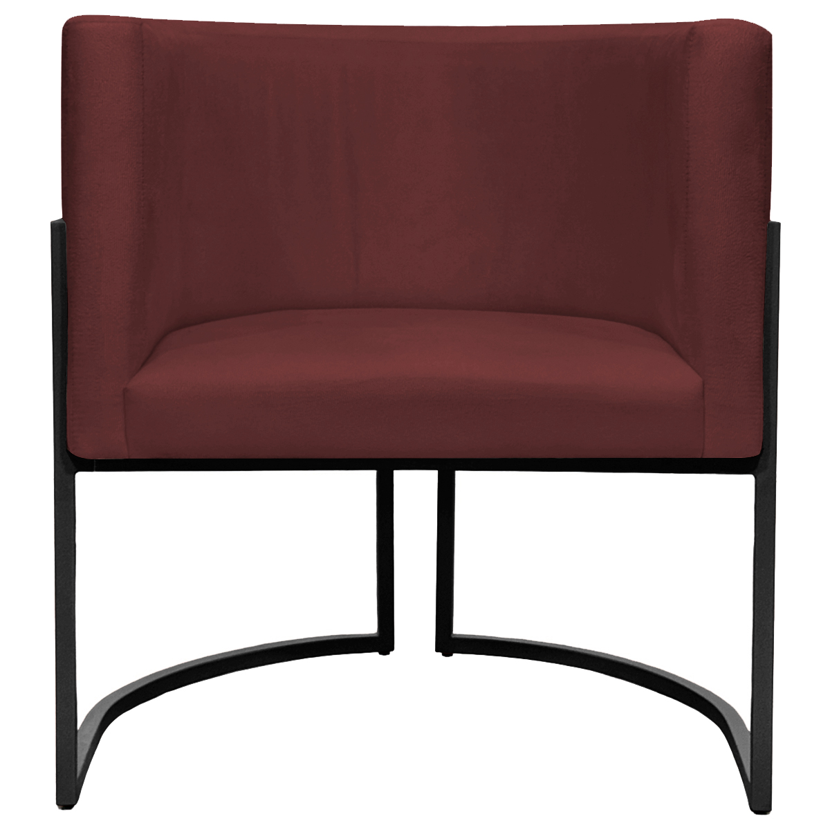 Kit 2 Poltronas Luna Suede BORDÔ Base de Ferro PRETA