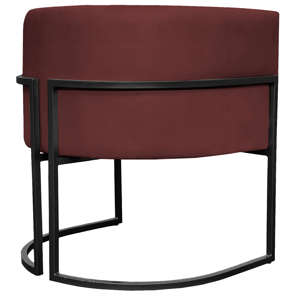 Kit 2 Poltronas Luna Suede BORDÔ Base de Ferro PRETA
